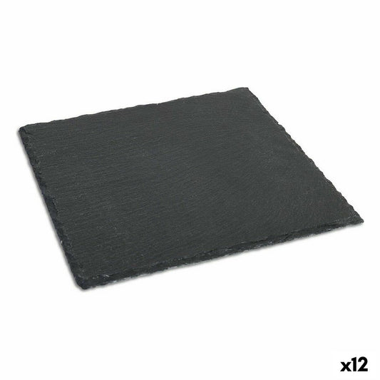Liuskekivilautanen 25 x 25 cm 6 mm, 12 kpl - musta tarjoilualusta keittiöön