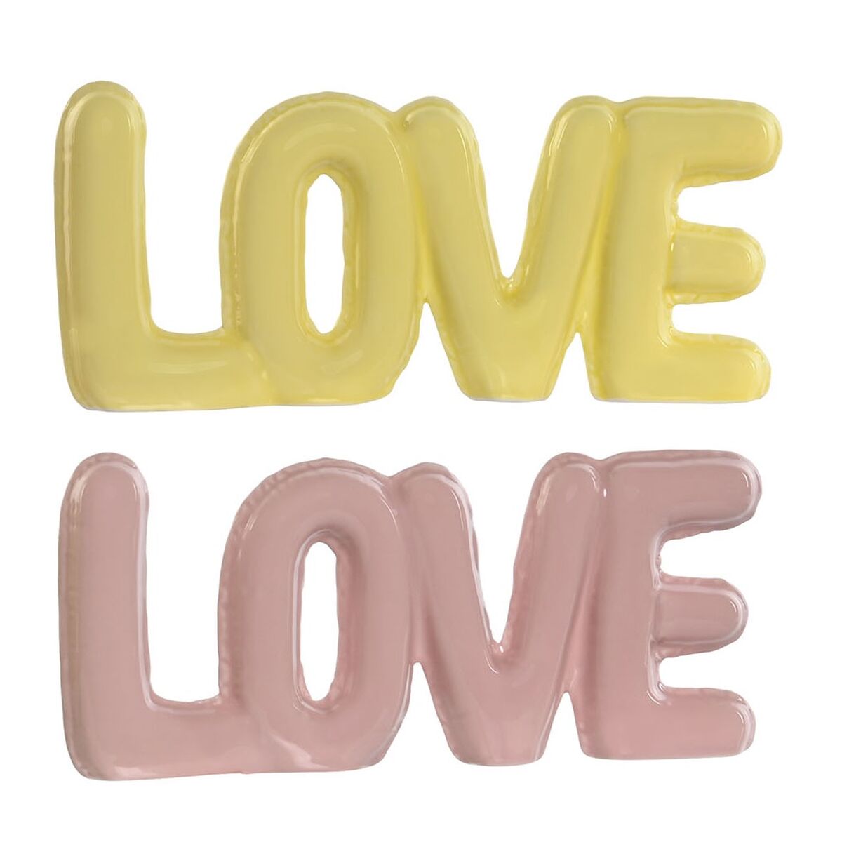 Koristehahmo LOVE dolomiitti 24×2,5×10 cm, keltainen & pinkki, 2 kpl, lasten