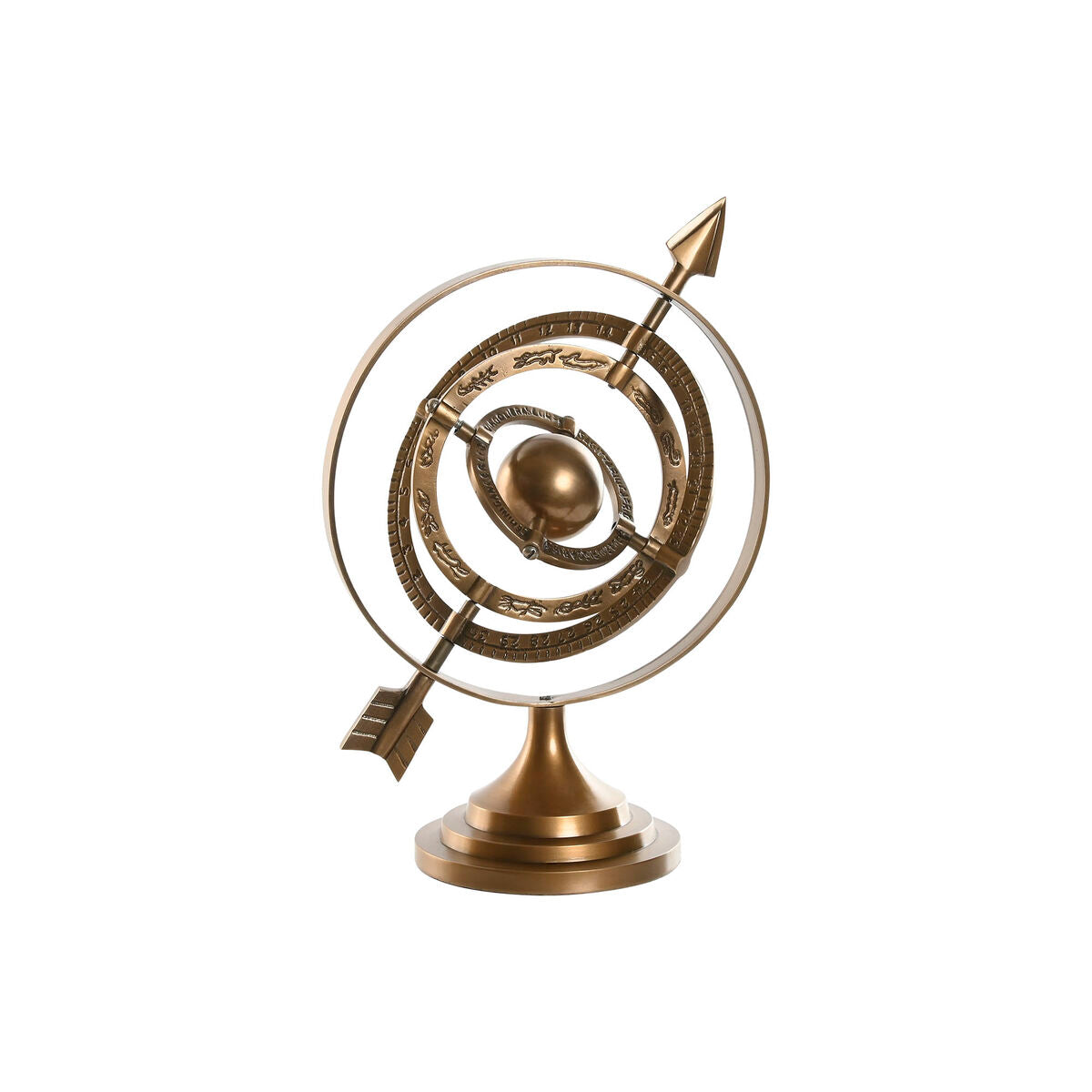 Maapallo koriste, kullattu vintage 30 x 20 x 30 cm, alumiini pöytäkoriste