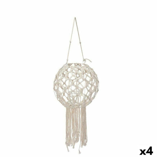 Makramee-lyhty valkoinen boho 25 x 27 x 25 cm, lasilyhty kynttilälle, 4 kpl