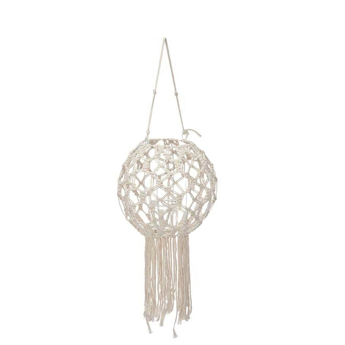 Makramee-lyhty valkoinen boho 25 x 27 x 25 cm, lasilyhty kynttilälle, 4 kpl