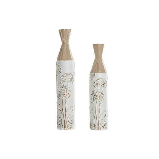 Maljakko setti 2 kpl, metallimaljakko beige-vaaleanruskea 13,5×13,5×71 cm