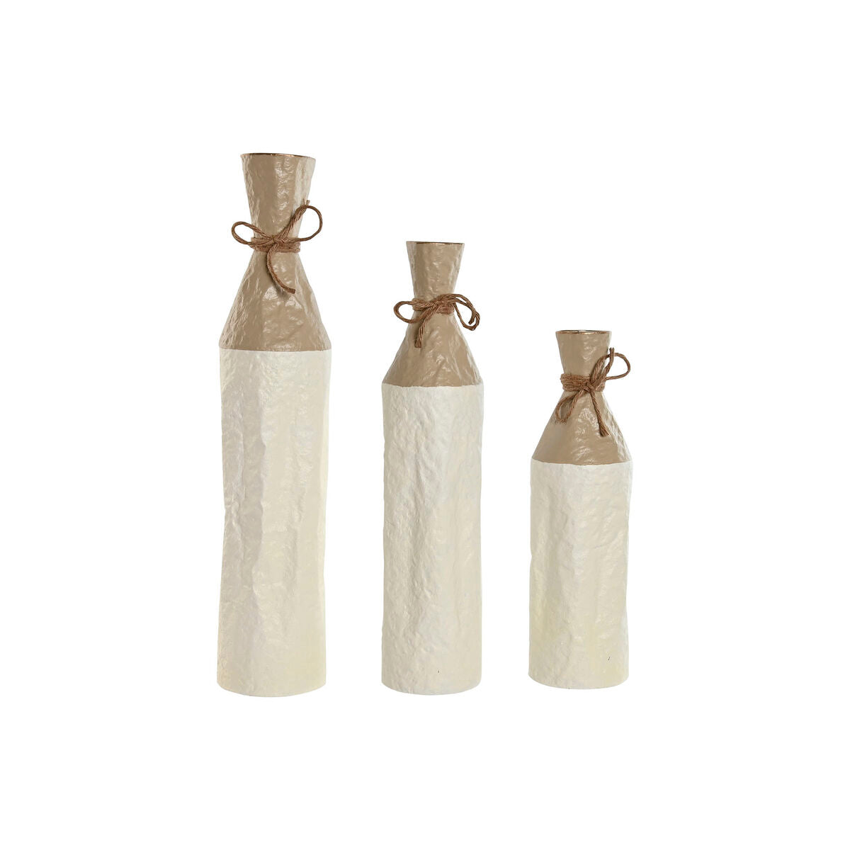 Maljakkosetti 3 kpl, valkoinen & kullattu metalli, 14 x 14 x 67 cm, sisustus