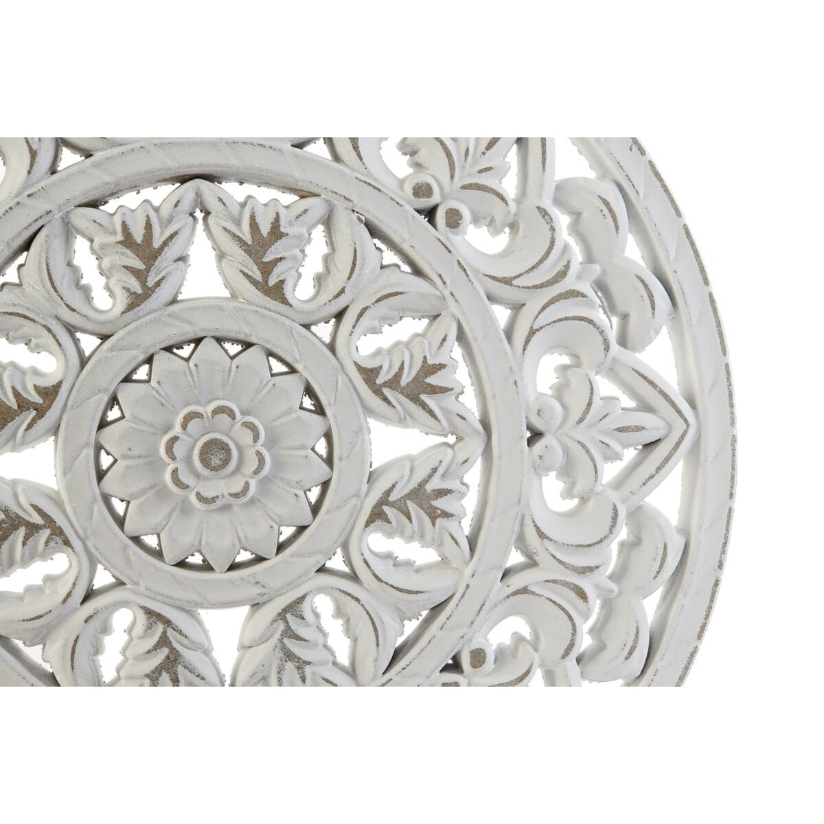 Mandala seinäkoriste pyöreä 30 x 30 cm valkoinen MDF, kulunut viimeistely, 2 kpl