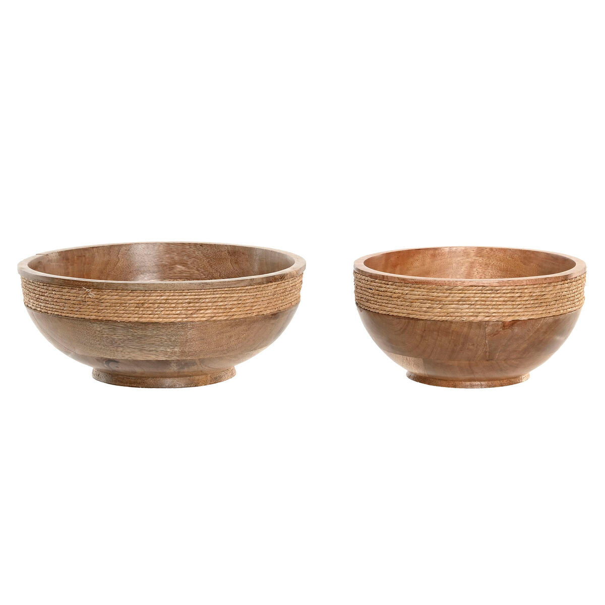 Mangopuu-kulhot 2 kpl, ruskea köysireunus, pöytäkoriste, sisustus 25×25×10 cm