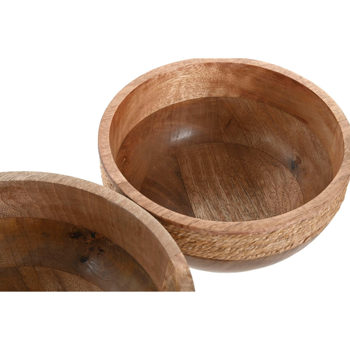 Mangopuu-kulhot 2 kpl, ruskea köysireunus, pöytäkoriste, sisustus 25×25×10 cm