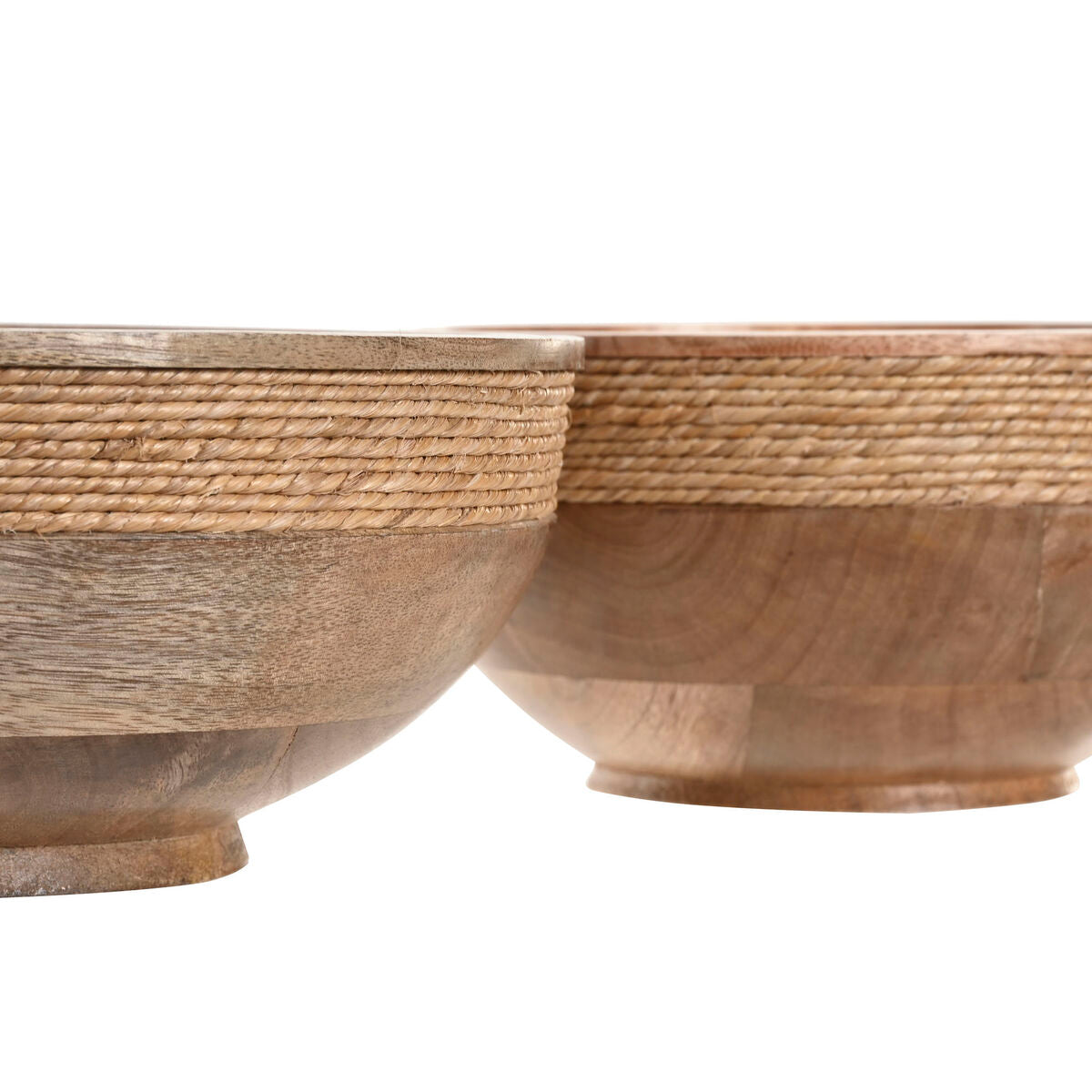 Mangopuu-kulhot 2 kpl, ruskea köysireunus, pöytäkoriste, sisustus 25×25×10 cm