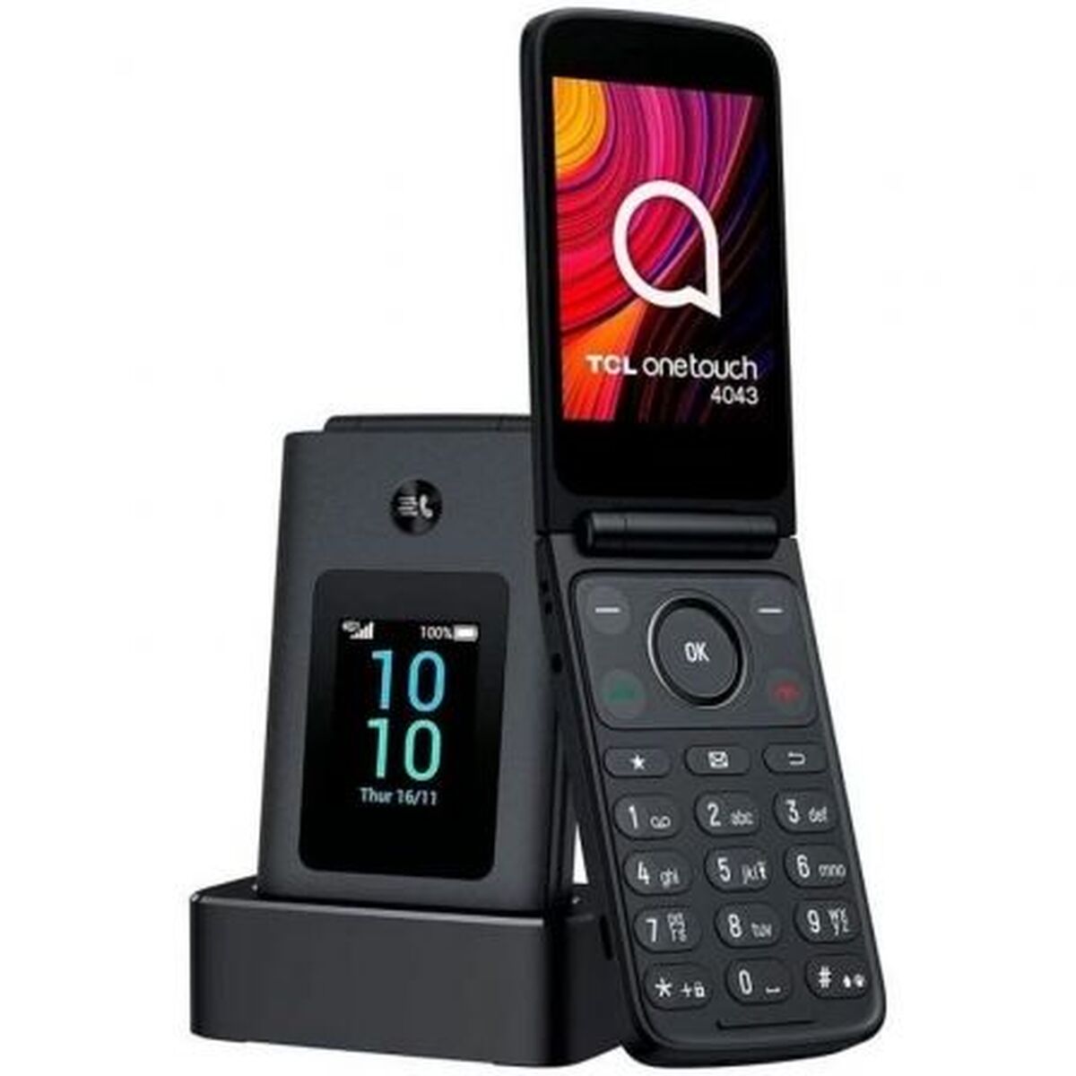 Matkapuhelin senioreille, kansipuhelin 2,8\" näyttö, hätäpainike, 4G Dual SIM, harmaa
