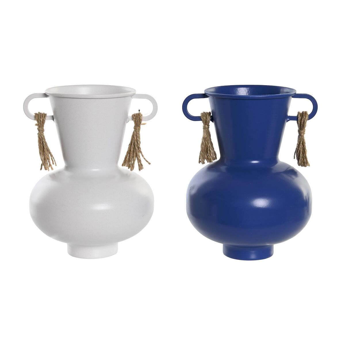 Metallimaljakko valkoinen & laivastonsininen, sisustukseen, 12 x 12 x 16 cm, 2 kpl