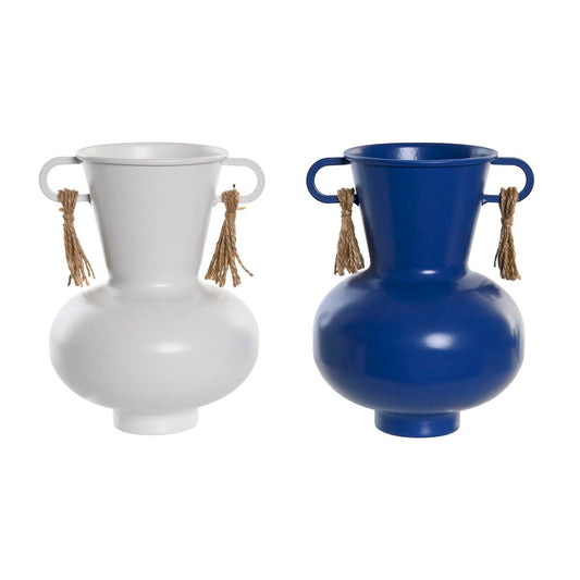 Metallimaljakko valkoinen & laivastonsininen, sisustukseen, 12 x 12 x 16 cm, 2 kpl