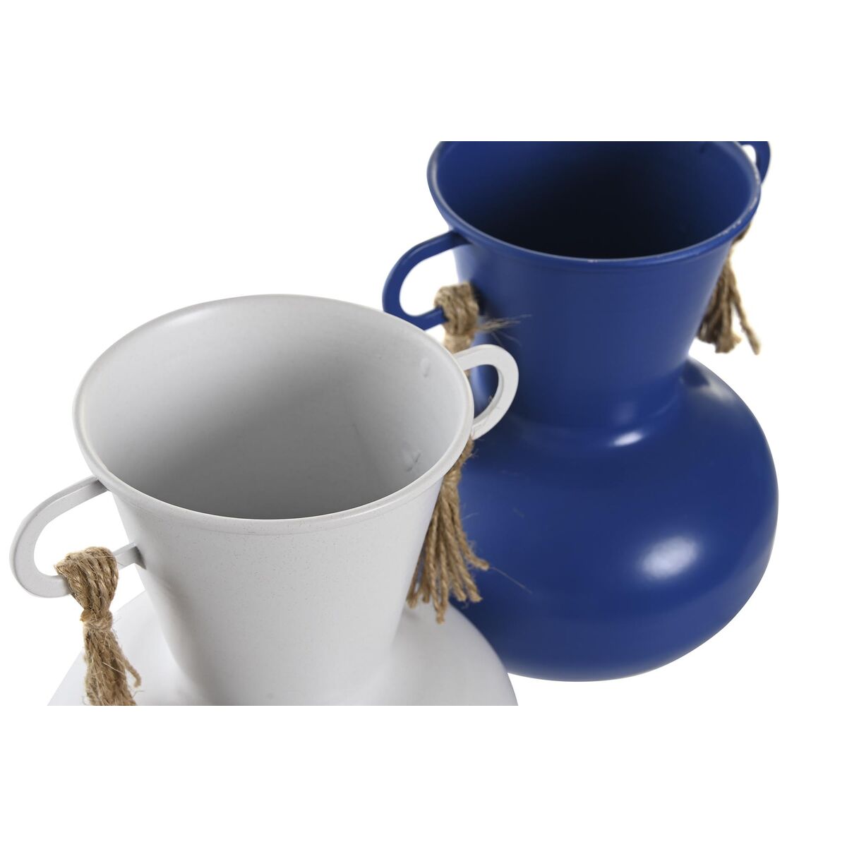 Metallimaljakko valkoinen & laivastonsininen, sisustukseen, 12 x 12 x 16 cm, 2 kpl