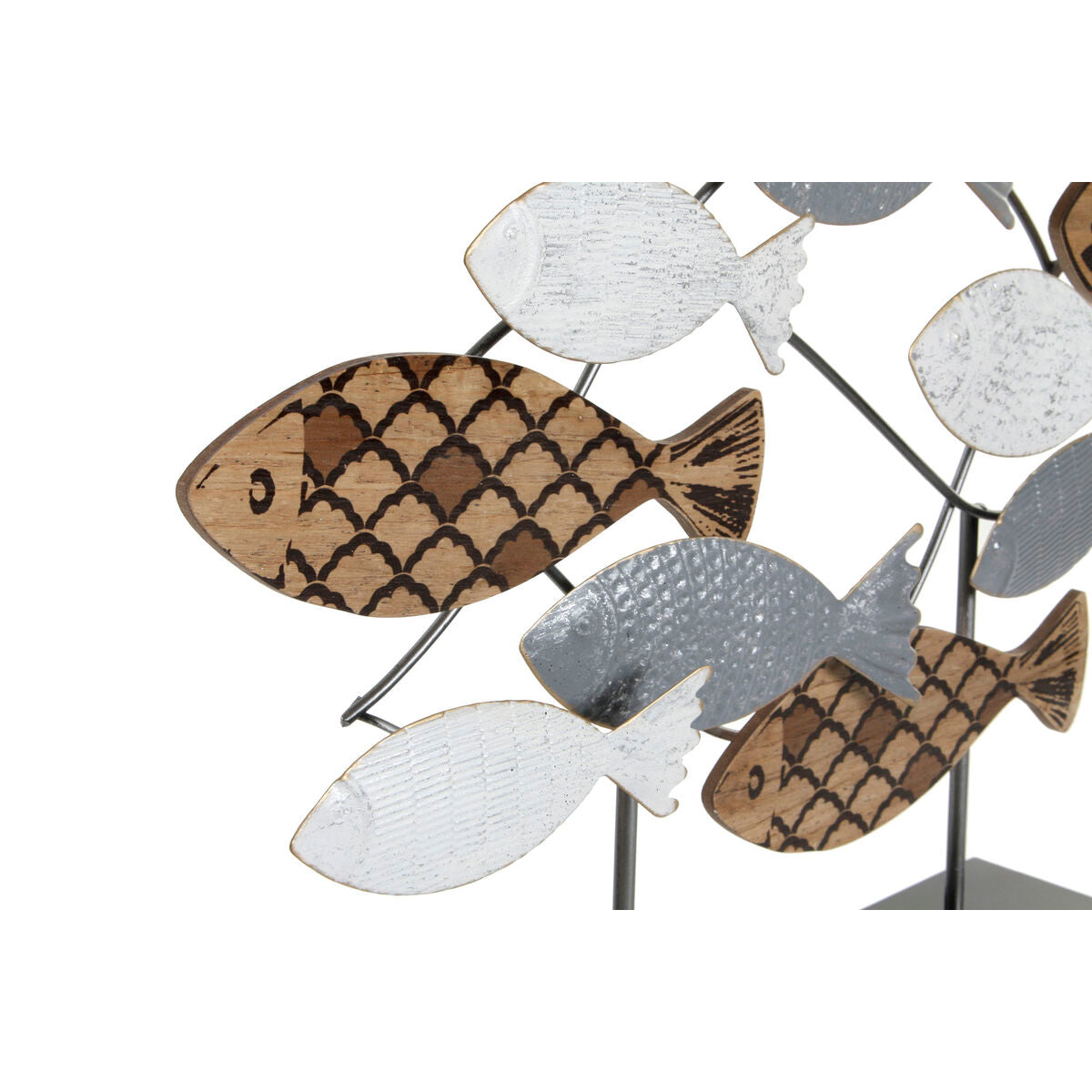 Kala koristehahmo metallinen 65,4 x 9,5 x 43 cm, 2 kpl, musta sininen ruskea