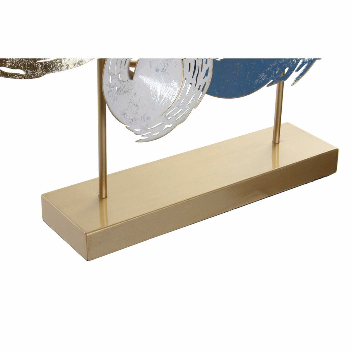 Metallinen koristehahmo abstrakti 2 kpl sininen & kulta, moderni 65 x 9 x 51 cm