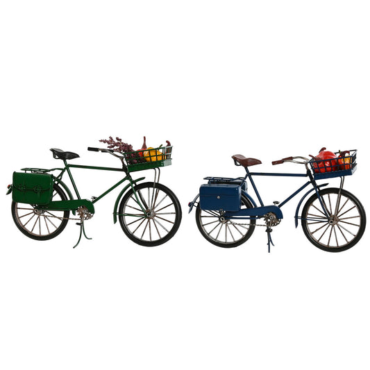 Metallinen koristepyörä vintage 2 kpl vihreä & laivastonsininen 30 x 9 x 17 cm