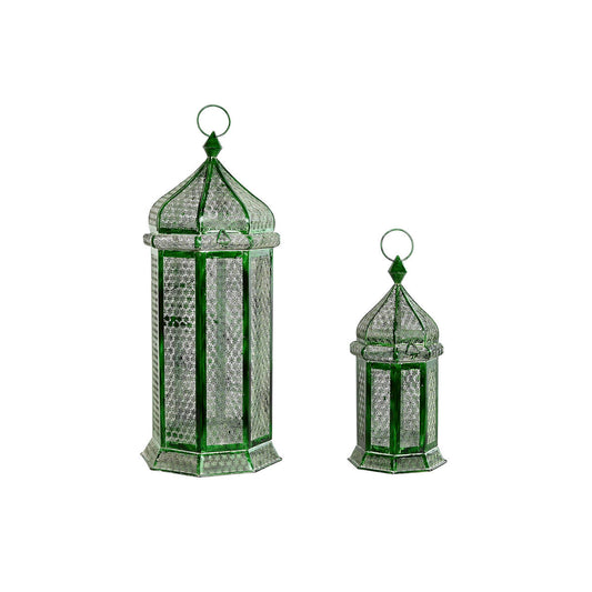 Metallinen lyhty itämainen, vihreä 57 cm, 2 kpl, sisä- ja ulkokäyttöön, setti