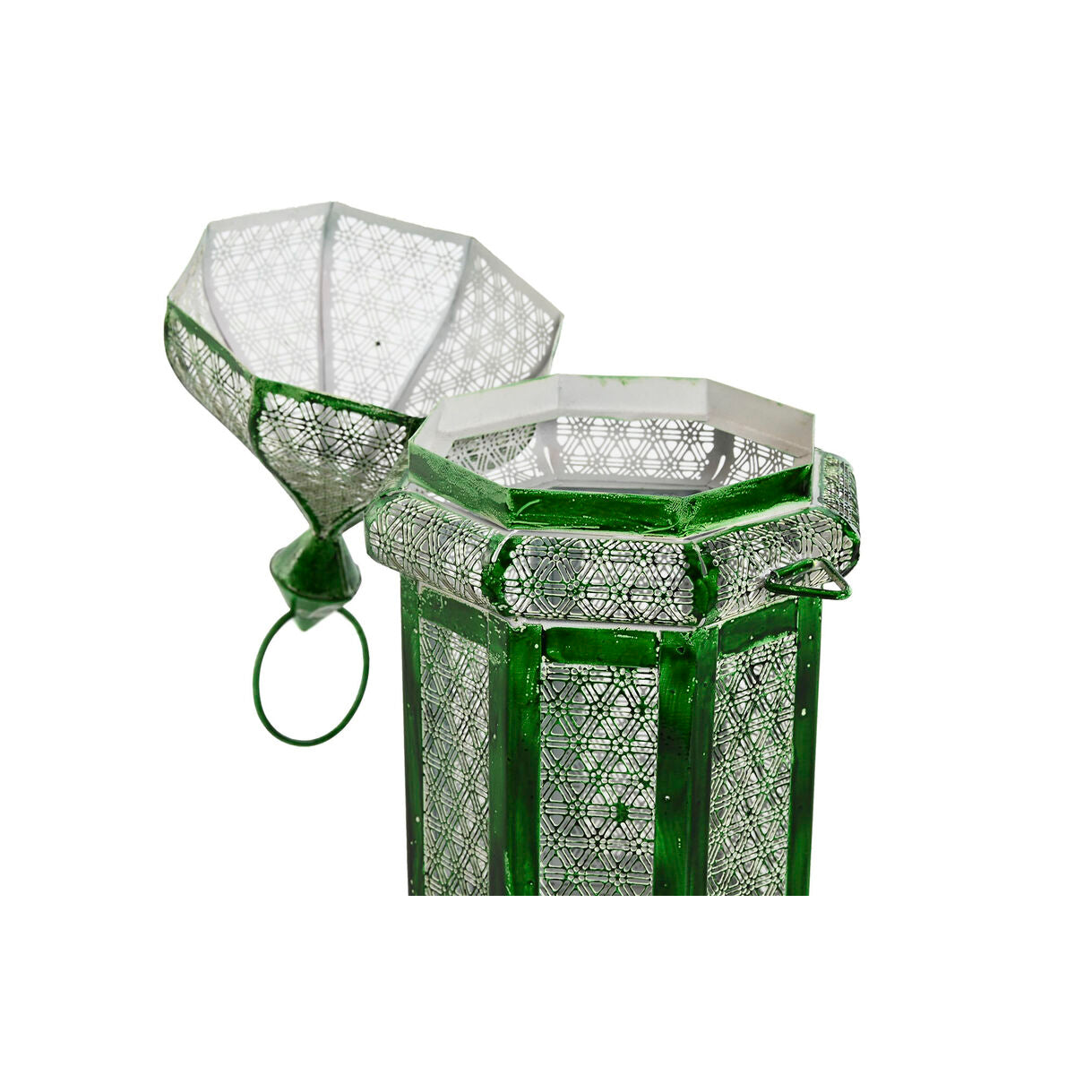 Metallinen lyhty itämainen, vihreä 57 cm, 2 kpl, sisä- ja ulkokäyttöön, setti