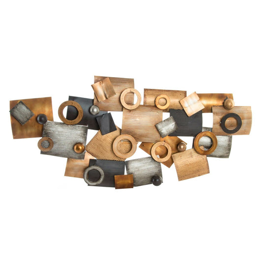 Metallinen seinäkoriste abstrakti moderni, harmaa & kupari 109 x 7 x 53 cm