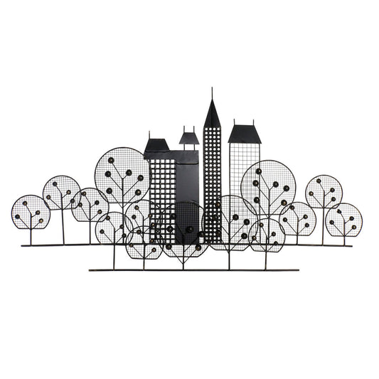 Seinäkoriste metallinen musta kullattu loft 105 x 6 x 56 cm olohuoneeseen