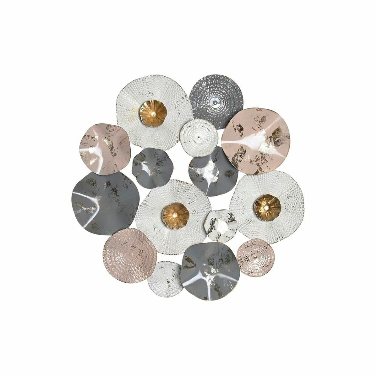 Seinäkoriste metallinen shabby chic 80 cm, harmaa valkoinen & roosa, seinälle