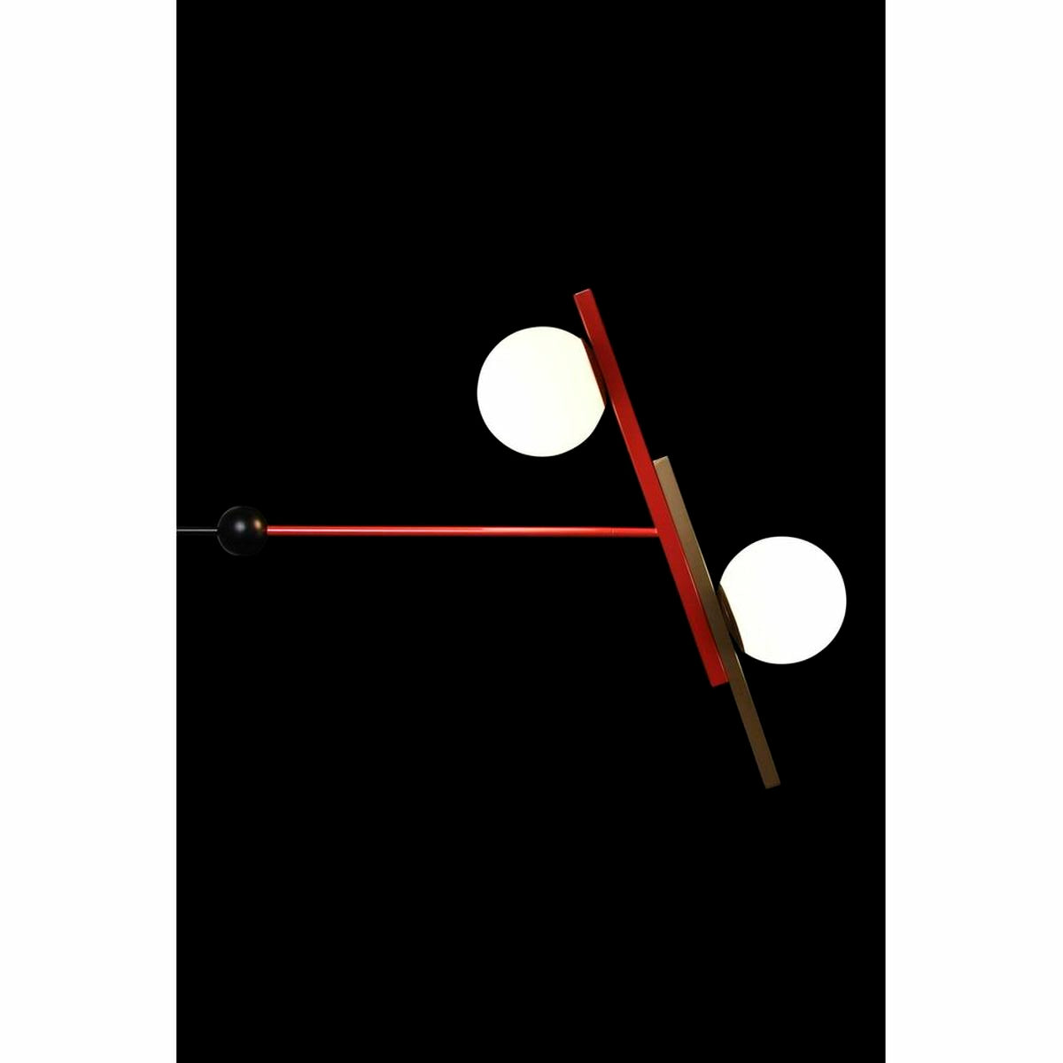 Kattolamppu punainen & musta, kullattu, E27, metalli & kristalli, 64×20×120 cm