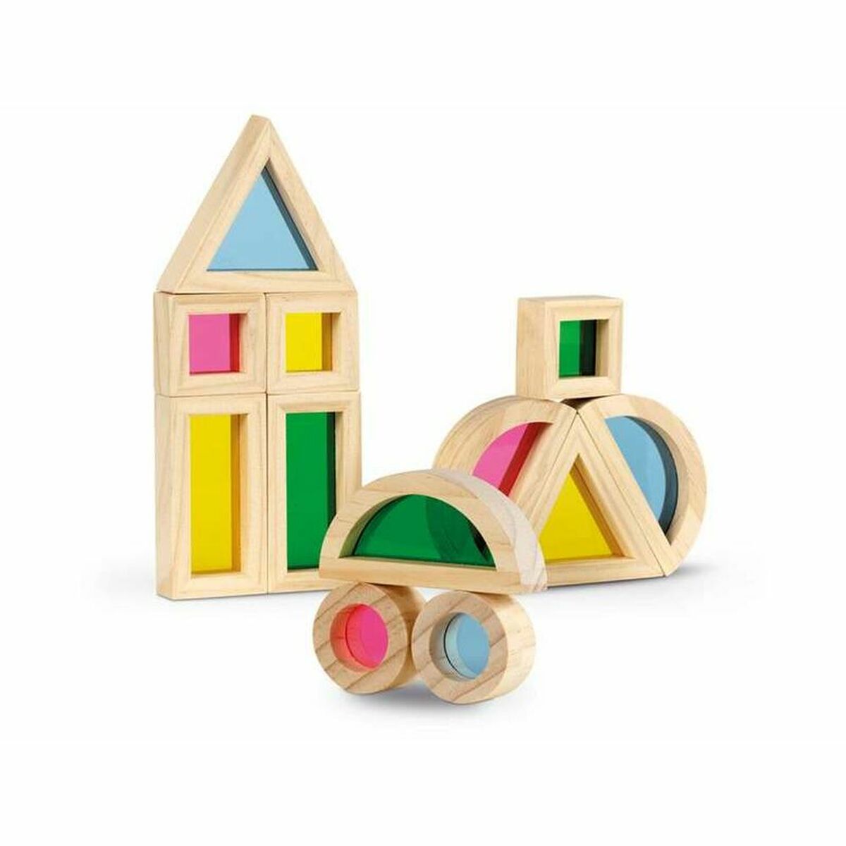 Montessori-palikat, värilliset puupalikat palapeli 2+ vuotta motoriseen kehitykseen
