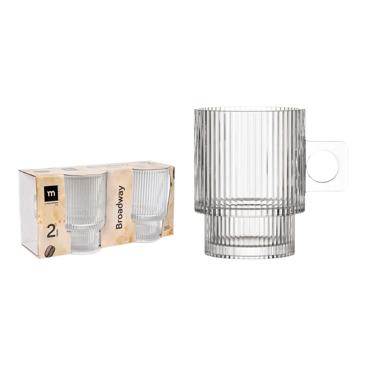 Mukisetti 2-osainen 350 ml lasimukit Broadway - 8,2×10,8 cm, 2 kpl, 18 kpl
