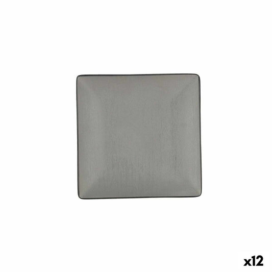 Litteä muovilautanen 18 x 18 cm, pinottava ja kestävä 12 kpl, musta keittiöön