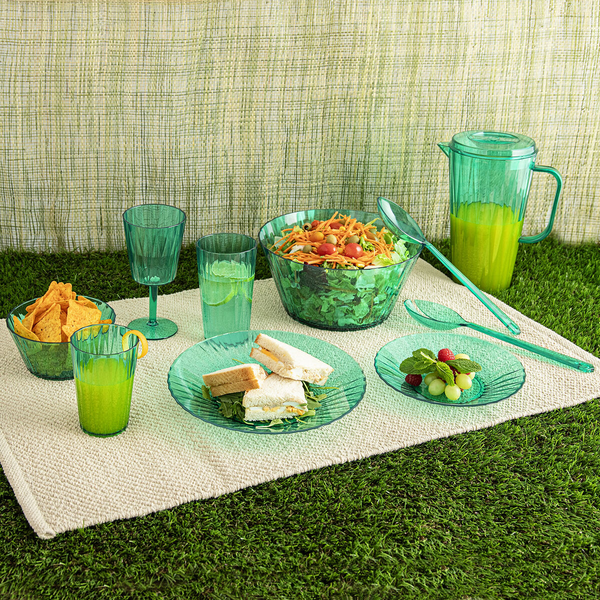 Muovinen viinilasi astianpesukoneeseen sopiva 350 ml, vihreä - 12 kpl