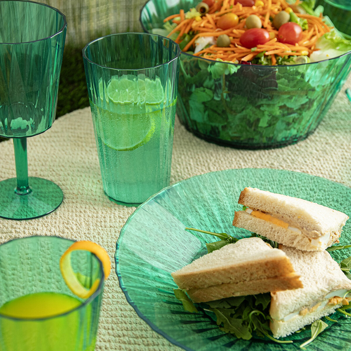 Muovinen viinilasi astianpesukoneeseen sopiva 350 ml, vihreä - 12 kpl