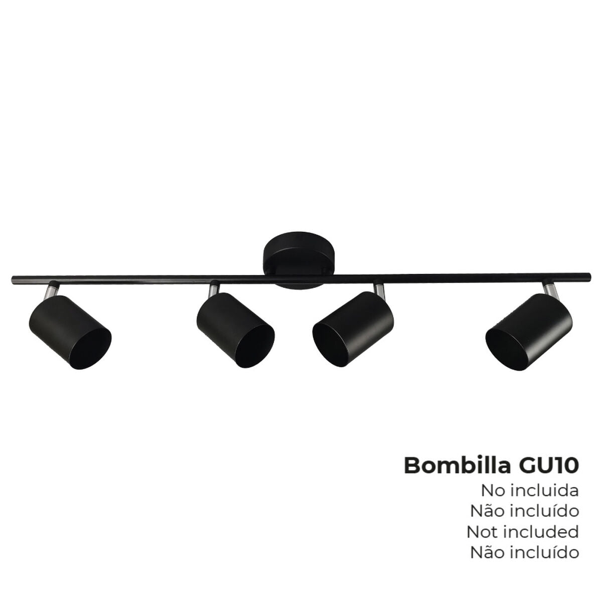 Kattospotti musta, GU10-kanta - metalli 70 x 9 x 15,2 cm olohuoneeseen
