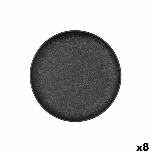 Musta keraaminen lautanen 21,3 x 21,2 cm, 8 kpl - litteä tarjoilu-ruokalautanen