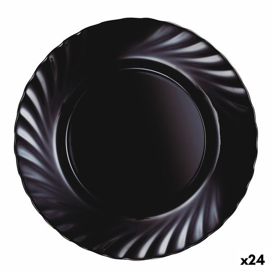 Litteä lautanen Ø 24,5 cm, musta lasi - 24 kpl, ruokailuun & kahviloihin