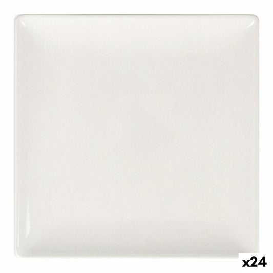 Lautanen 16 x 16 cm keraaminen, 24 kpl, valkoinen neliölautanen tarjoiluun