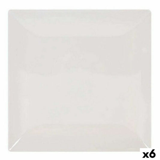 Ruokalautanen neliömalli keramiikka 26,5 x 26,5 x 2,5 cm norsunluu 6 kpl, tarjoiluun