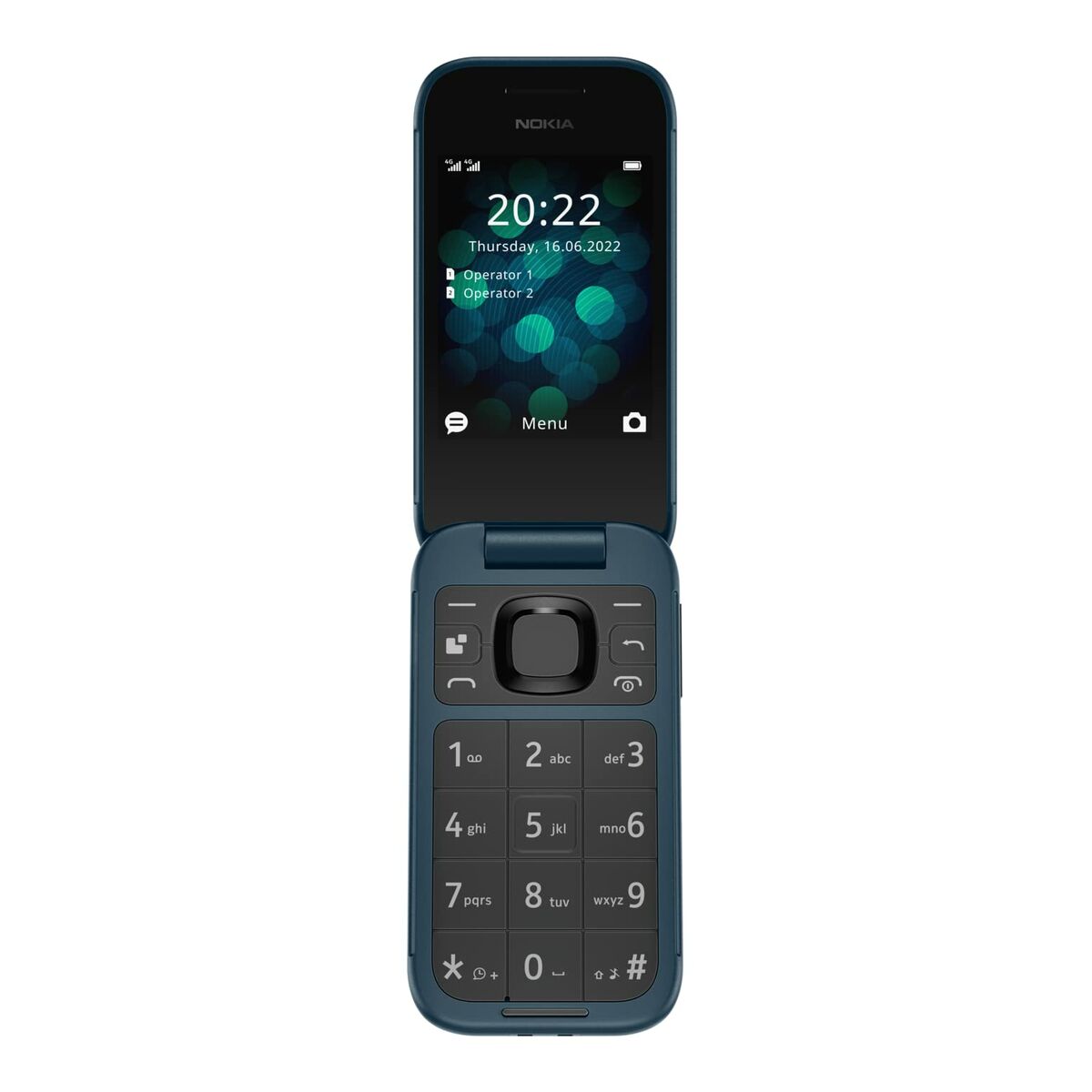 Nokia 2660 Flip 2,8" sininen peruspuhelin 4G LTE, Dual SIM, akku 1450 mAh