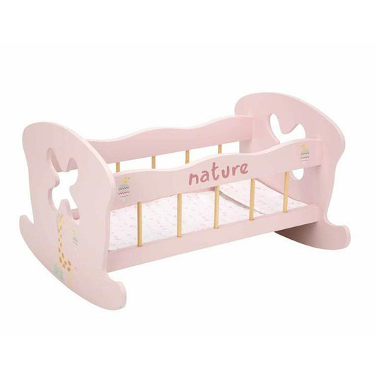 Nuken kehto 50 x 39,5 x 29,5 cm, keinuttava puu-kehto, vaalea, lapsille 3+