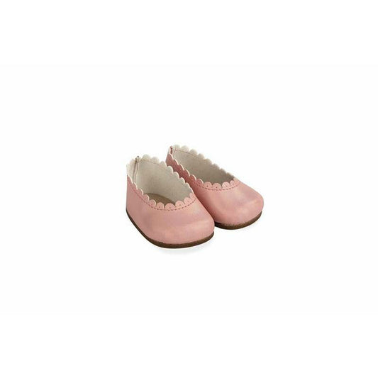 Nuken kengät 40 cm pinkki, pitsireunuksella mekkoasutukseen, sopii 40 cm nukelle