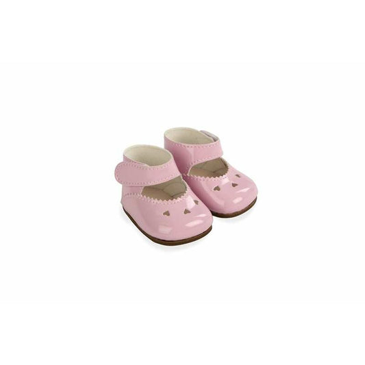 Nuken kengät 45 cm pinkki, lakattu tarrakiinnitys & sydänkuviot Arias, nukeille