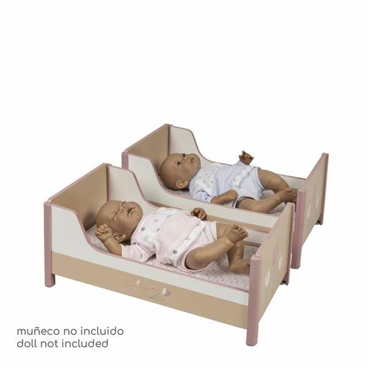 Nuken kerrossänky puinen 2-tasoinen, ruskea & vaaleanpunainen tulppaanikuvio