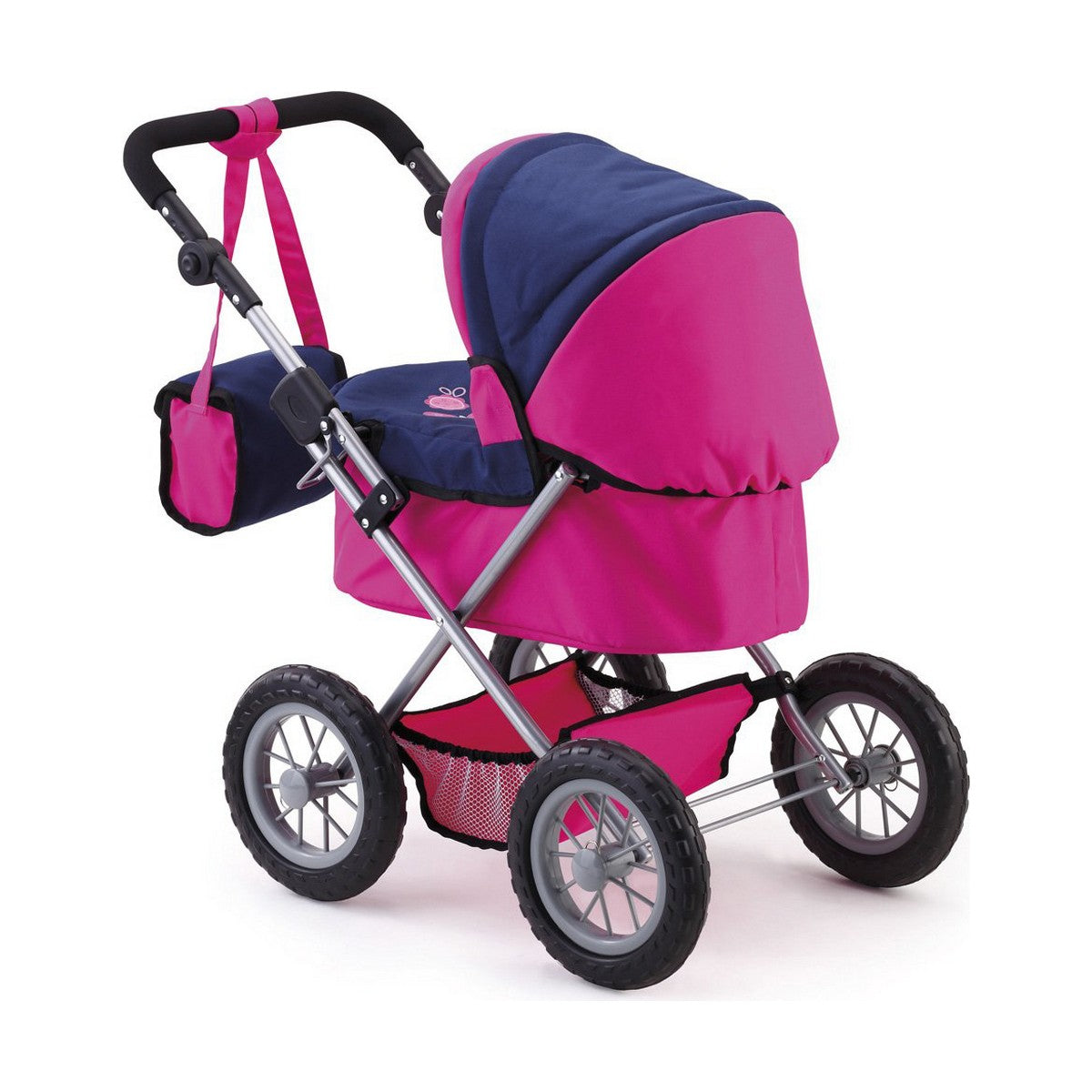 Nuken vaunut säädettävä & taitettava 45 cm, fuksia olkalaukulla, lapsille 3+