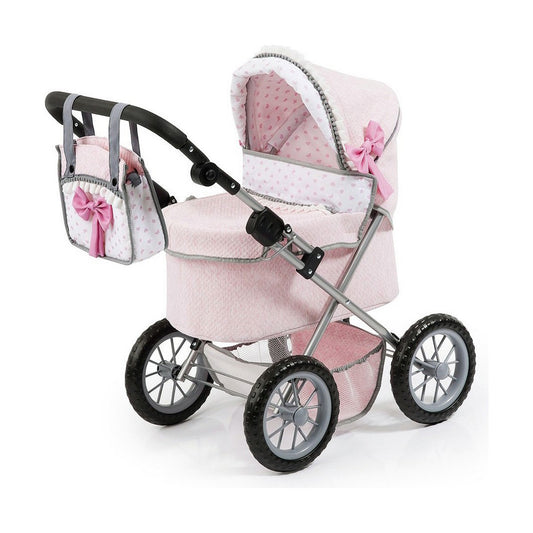 Nuken vaunut 45 cm, vaaleanpunainen rusetti, sis. hoitolaukku – lapsille 3+