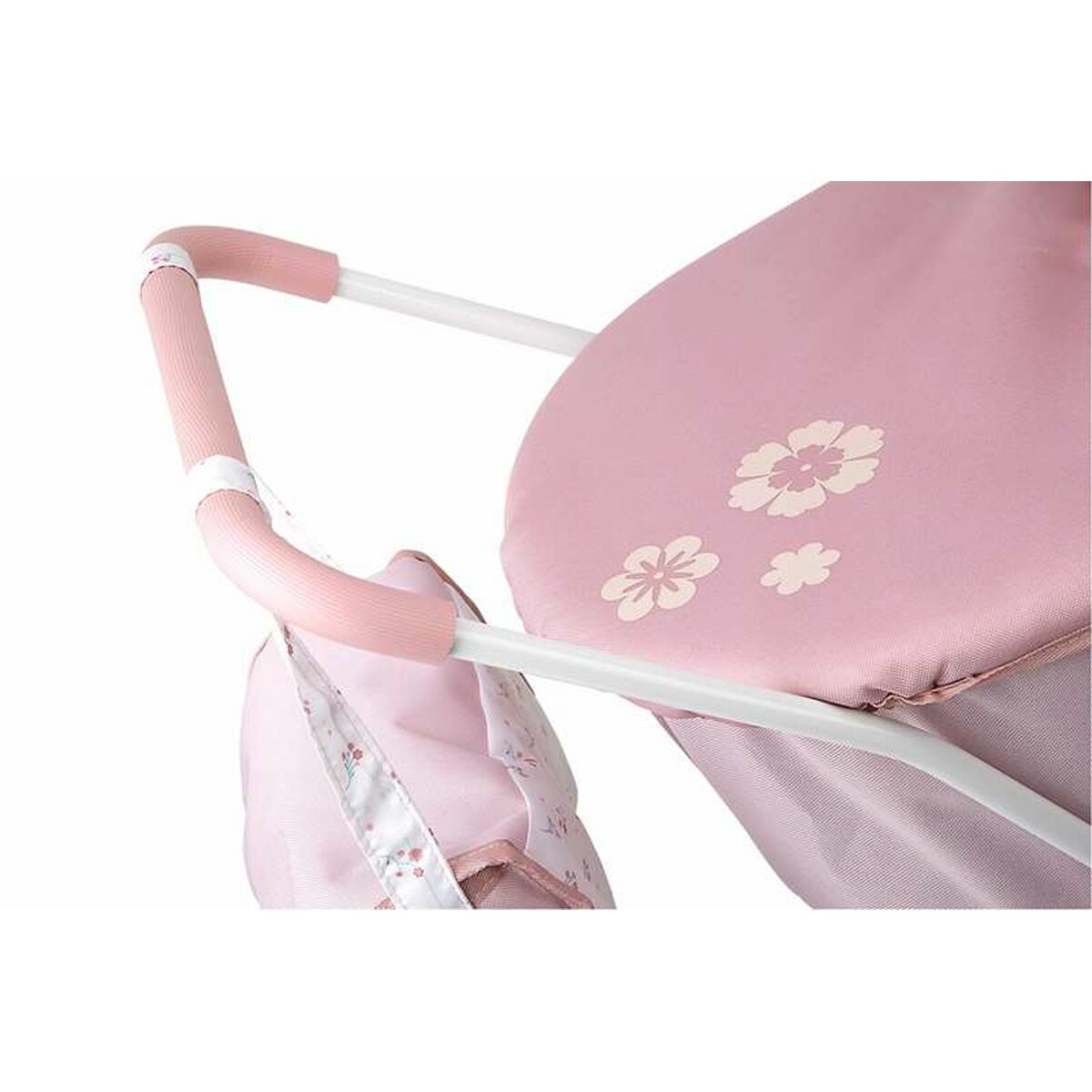 Nuken vaunut kuomulla & laukulla, vaaleanpunaiset 70 x 42 x 90 cm, lapsille