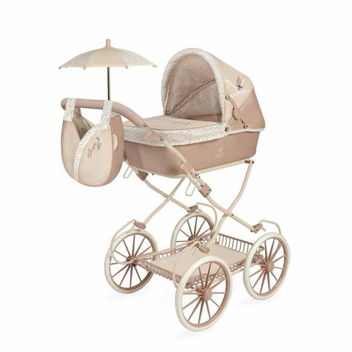 Nuken vaunut taitettava klassinen roosa/beige aurinkovarjolla, lapsille 3+