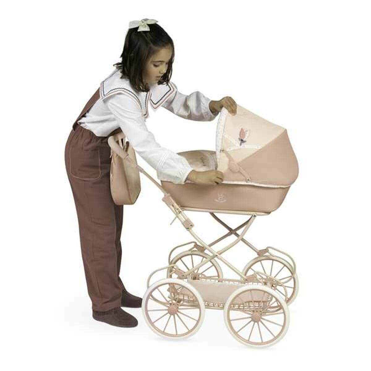 Nuken vaunut taitettava klassinen roosa/beige aurinkovarjolla, lapsille 3+