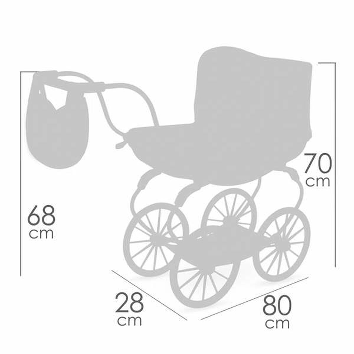 Nuken vaunut vaaleanpunaiset, työntövaunut klassinen kori & suuret pyörät, 3+