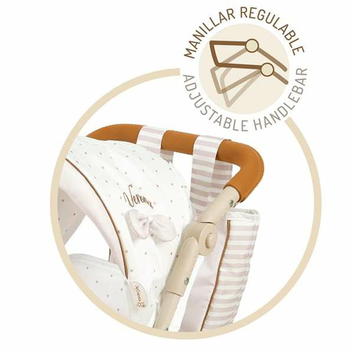 Nukenvaunut kaksosille, taittuvat, vaalea beige/valkoinen, 40×70×72 cm, 3+ v