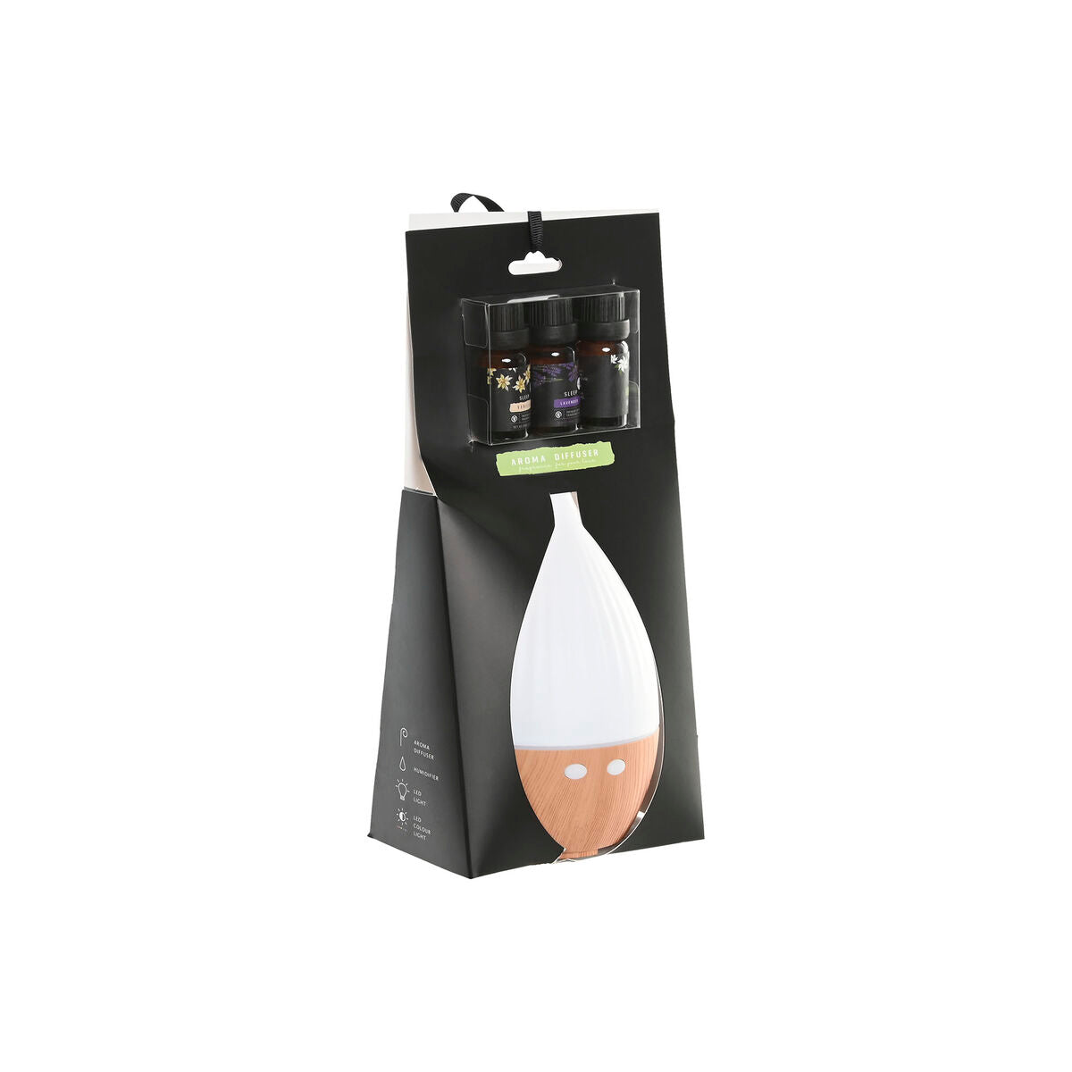 Öljydiffuuseri USB 10 ml, 4 kpl, puuviilu & valkoinen, urban-malli kotiin