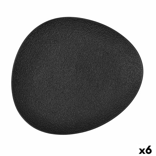 Ovaali keraaminen ruokalautanen 28 x 24,8 x 2,5 cm, musta - 6-osainen