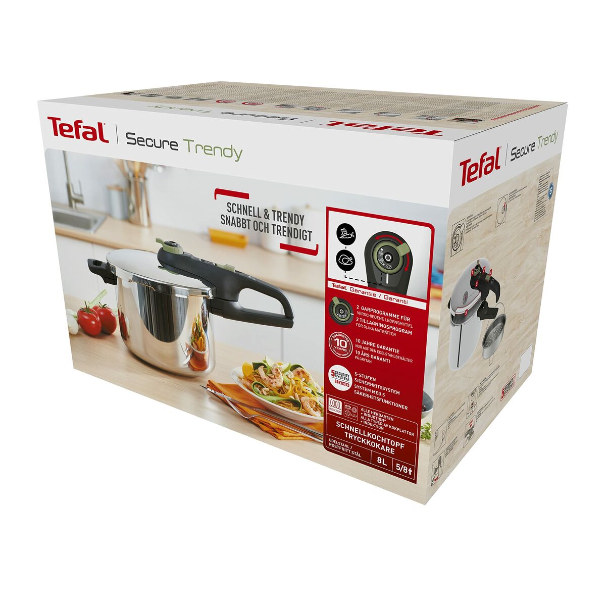 Painekeitin 8 L ruostumaton teräs, tiskikoneeseen sopiva, kotikeittiöön, Tefal