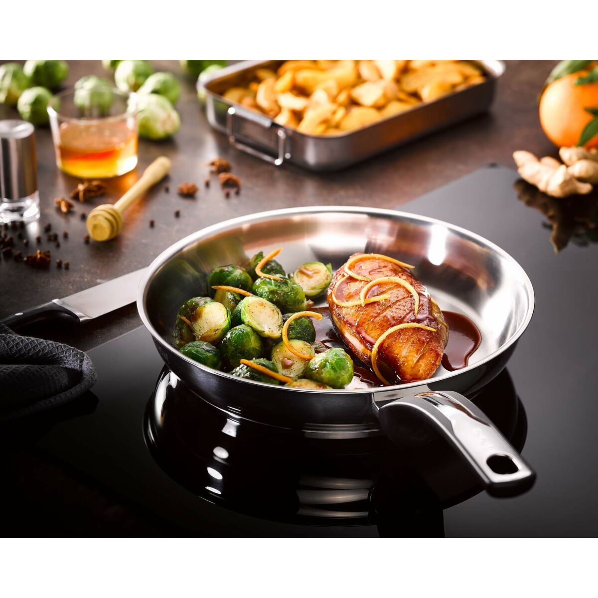 Paistinpannu 28 cm, ruostumaton teräs - induktioon & uuniin sopiva, Tefal